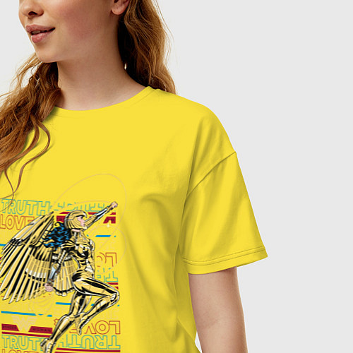 Женская футболка оверсайз Чудо-женщина / Желтый – фото 3