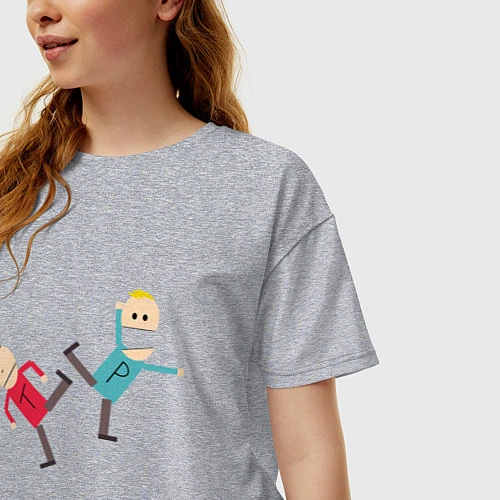 Женская футболка оверсайз South Park Терренс и Филлип / Меланж – фото 3