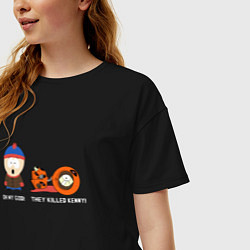 Футболка оверсайз женская South Park Они убили Кенни, цвет: черный — фото 2
