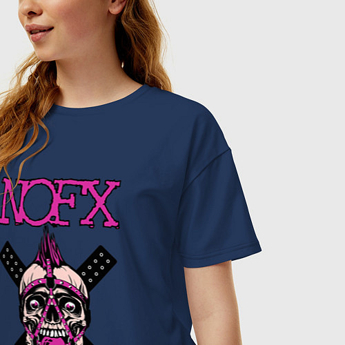 Женская футболка оверсайз NOFX / Тёмно-синий – фото 3