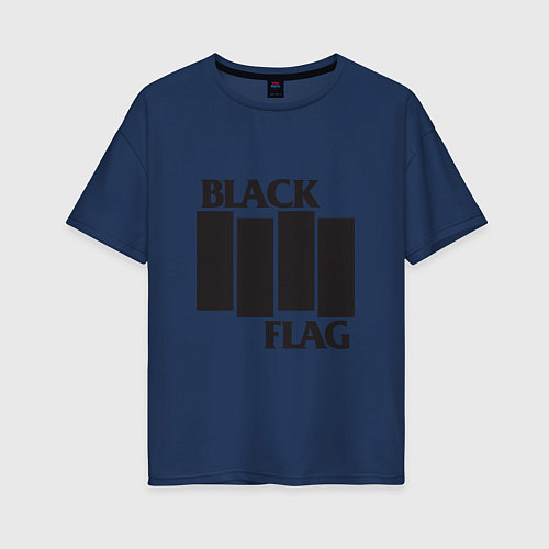 Женская футболка оверсайз Black Flag / Тёмно-синий – фото 1