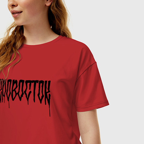 Женская футболка оверсайз Кровосток Лого / Красный – фото 3