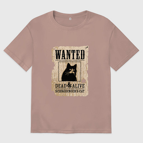 Женская футболка оверсайз Кот / Пыльно-розовый – фото 1