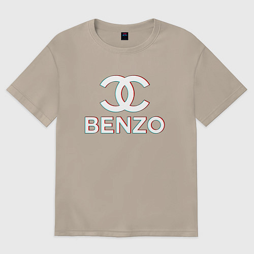 Женская футболка оверсайз BBT BENZO GANG / Миндальный – фото 1