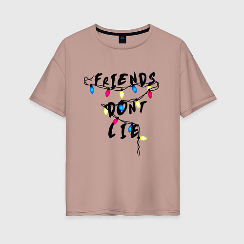 Женская футболка оверсайз Friends dont lie / Пыльно-розовый – фото 1