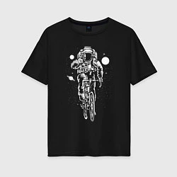 Женская футболка оверсайз Космонавт на велосипеде
