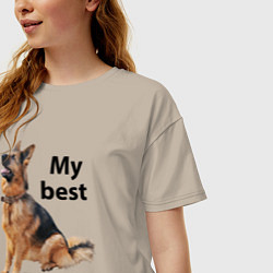 Футболка оверсайз женская Овчарка, цвет: миндальный — фото 2