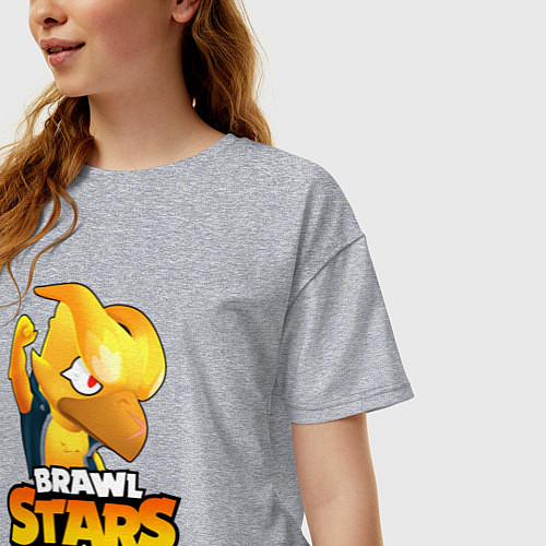 Женская футболка оверсайз BRAWL STARS CROW PHOENIX / Меланж – фото 3