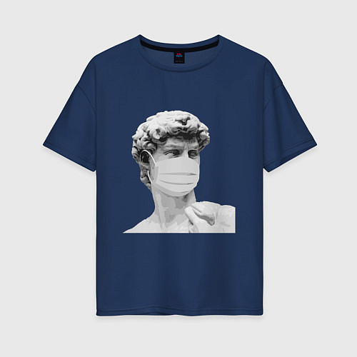 Женская футболка оверсайз Скульптура карантина / Тёмно-синий – фото 1
