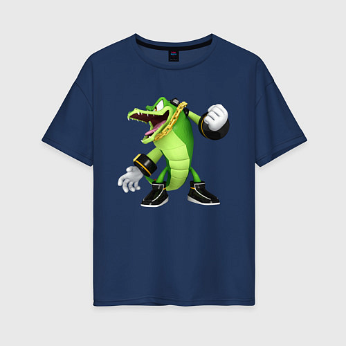 Женская футболка оверсайз Sonic Crocodile / Тёмно-синий – фото 1