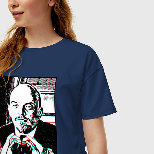 Женская футболка оверсайз Ленин Oko / Тёмно-синий – фото 3