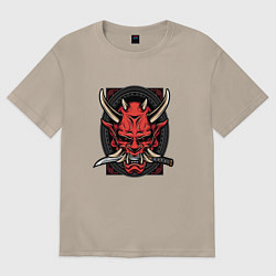 Футболка оверсайз женская МАСКА РОНИНА, цвет: миндальный