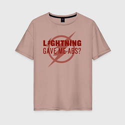 Футболка оверсайз женская Lightning Gave Me Abs?, цвет: пыльно-розовый