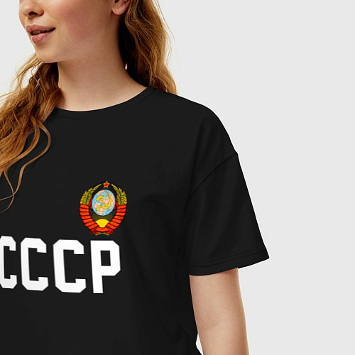 Женская футболка оверсайз СССР / Черный – фото 3