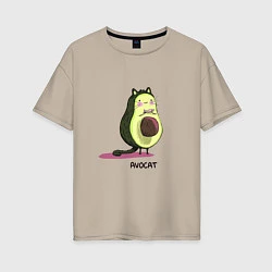 Женская футболка оверсайз Авокадо кот - авокот