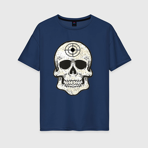 Женская футболка оверсайз Череп / Тёмно-синий – фото 1