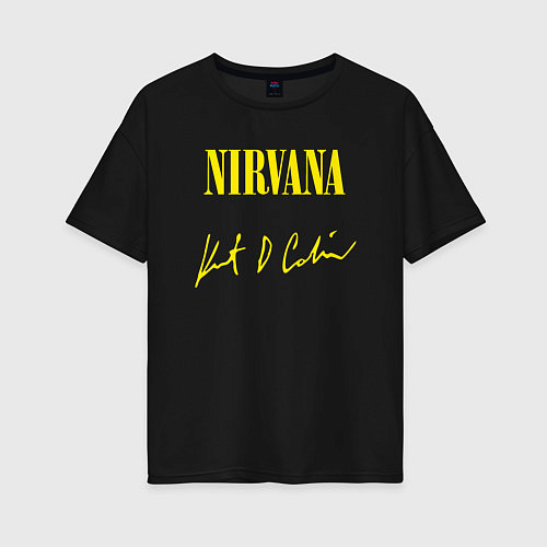 Женская футболка оверсайз NIRVANA АВТОГРАФ КУРТА КОБЕЙНА / Черный – фото 1