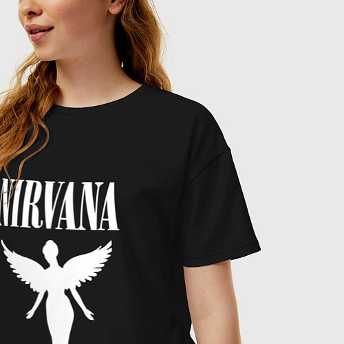 Женская футболка оверсайз NIRVANA / Черный – фото 3