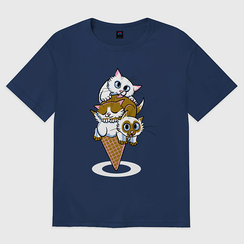 Женская футболка оверсайз Ice Cream Cats / Тёмно-синий – фото 1