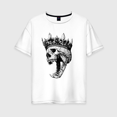 Женская футболка оверсайз Fangs - skull and crown / Белый – фото 1