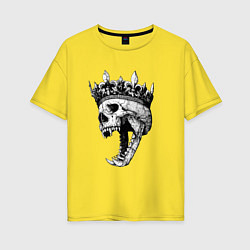 Женская футболка оверсайз Fangs - skull and crown