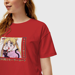 Футболка оверсайз женская Sailor Moon Usagi Tsukino Luna, цвет: красный — фото 2
