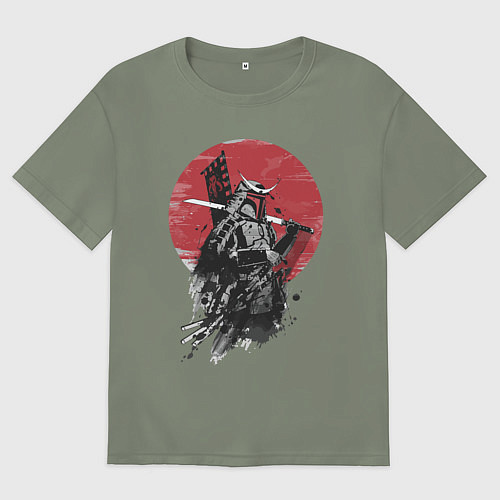 Женская футболка оверсайз Японский самурай / Авокадо – фото 1