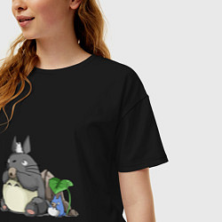 Футболка оверсайз женская Тоторо, цвет: черный — фото 2