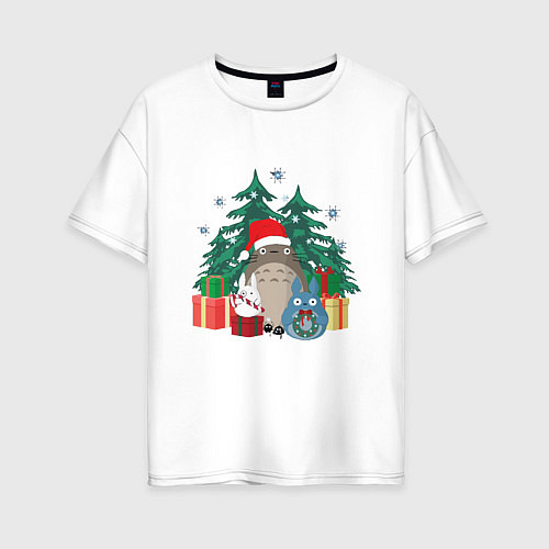 Женская футболка оверсайз New Year Totoro / Белый – фото 1