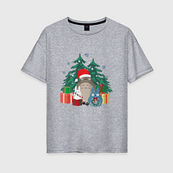 Женская футболка оверсайз New Year Totoro