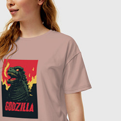 Футболка оверсайз женская Godzilla, цвет: пыльно-розовый — фото 2