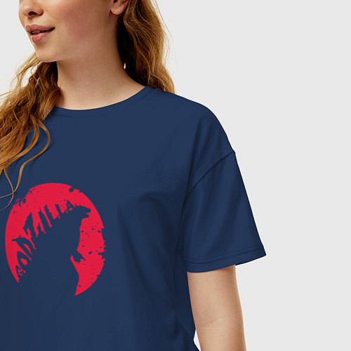 Женская футболка оверсайз Godzilla / Тёмно-синий – фото 3