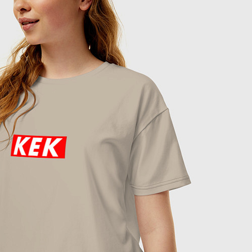 Женская футболка оверсайз KEK SUPREME STYLE / Миндальный – фото 3