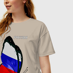 Футболка оверсайз женская Россия, цвет: миндальный — фото 2