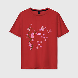 Женская футболка оверсайз Розовая сакура