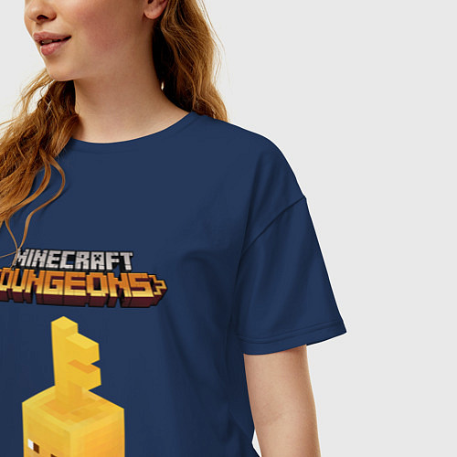Женская футболка оверсайз Minecraft dungeons / Тёмно-синий – фото 3