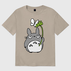 Футболка оверсайз женская Totoro и бабочка, цвет: миндальный