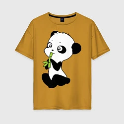 Женская футболка оверсайз Пандочка и бамбук
