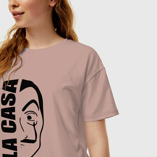 Женская футболка оверсайз La Casa de Papel / Пыльно-розовый – фото 3