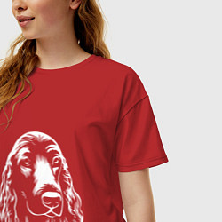Футболка оверсайз женская Спаниель Z, цвет: красный — фото 2