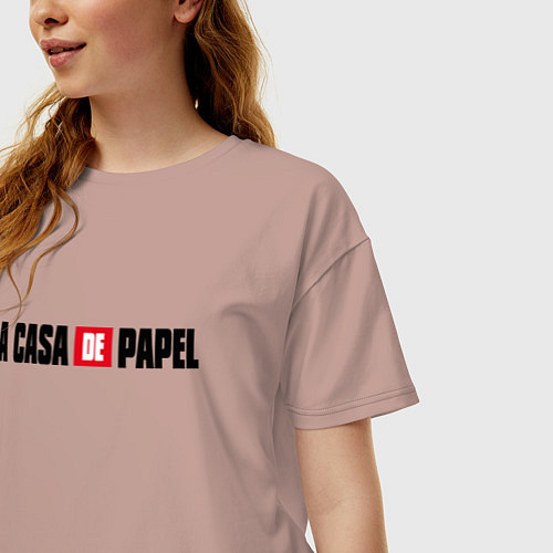 Женская футболка оверсайз La Casa de Papel Z / Пыльно-розовый – фото 3