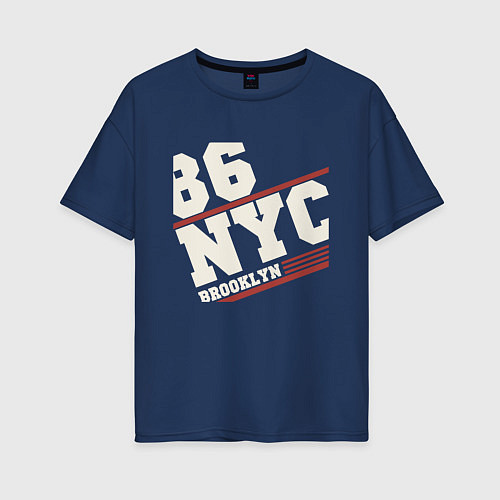 Женская футболка оверсайз 1986 New York Brooklyn / Тёмно-синий – фото 1