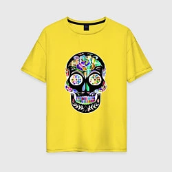 Женская футболка оверсайз Flowers - Art skull