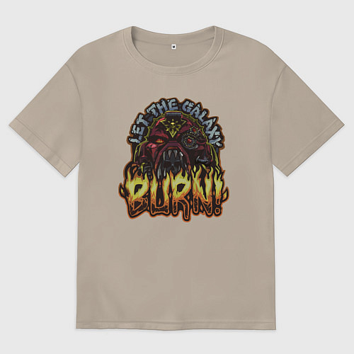 Женская футболка оверсайз Lets the galaxy burn / Миндальный – фото 1