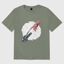 Женская футболка оверсайз Сотворение Адама - Мотоцикл