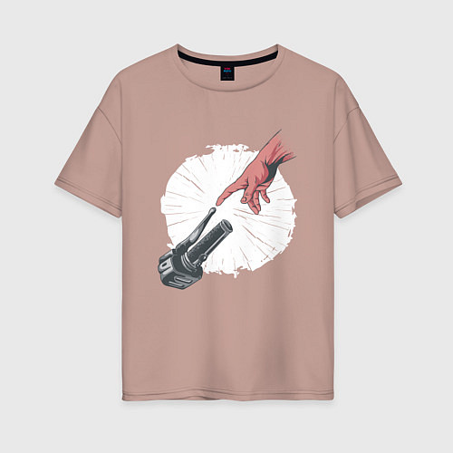 Женская футболка оверсайз Сотворение Адама - Мотоцикл / Пыльно-розовый – фото 1