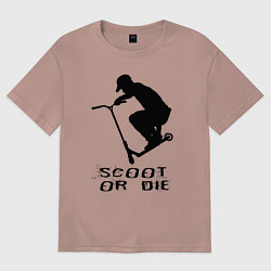 Футболка оверсайз женская Самокат фристайл трюк экстрим, цвет: пыльно-розовый