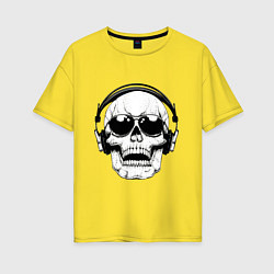 Футболка оверсайз женская Skull Music lover, цвет: желтый