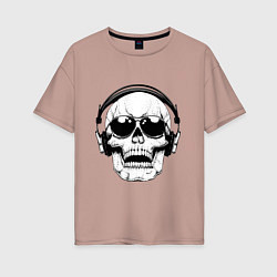 Женская футболка оверсайз Skull Music lover