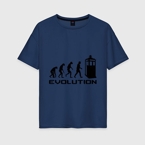 Женская футболка оверсайз Tardis evolution / Тёмно-синий – фото 1